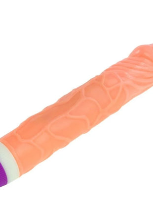 Orangenes silikonvibrationsspielzeug mit strukturierter oberfläche und lila-weißem verschluss von baile 22,5 cm