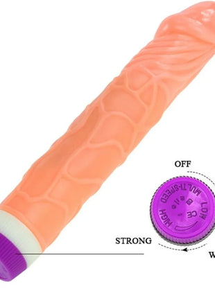 Peachfarbener silikonvibrator wellen des vergnügens 22,5 cm mit strukturierten rillen und lila weißem ende