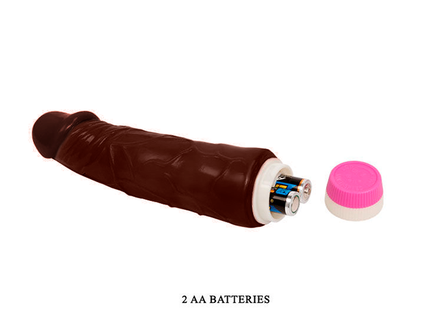 Brauner silikon vibrator BAILE wellen des vergnügens 19,5 cm mit pinker kappe und offener batteriefachseite