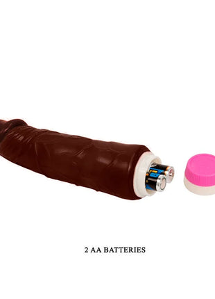 Brauner silikon vibrator BAILE wellen des vergnügens 19,5 cm mit pinker kappe und offener batteriefachseite