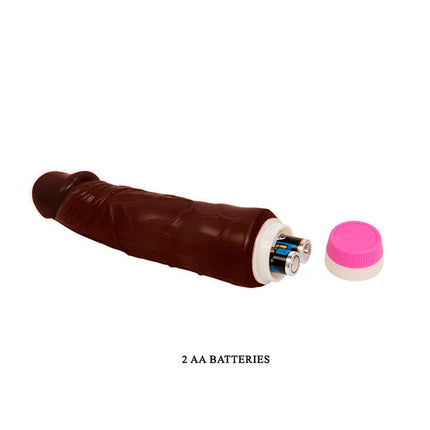 Brauner silikon vibrator BAILE wellen des vergnügens 19,5 cm mit pinker kappe und offener batteriefachseite
