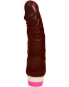 Dark brauner glänzender silikon vibrator mit strukturierten rippen und pinkem sockel 19 5 cm von baile