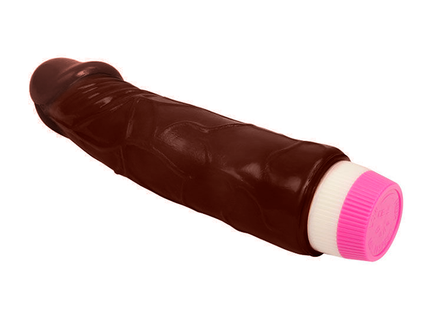 Dunkelbrauner silikon vibrator baile wellen des vergnügens 19,5 cm mit pink weißem ende