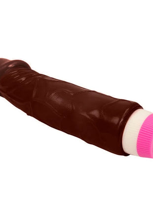 Dunkelbrauner silikon vibrator baile wellen des vergnügens 19,5 cm mit pink weißem ende
