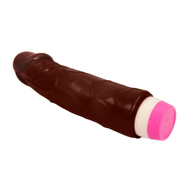 Dunkelbrauner silikon vibrator baile wellen des vergnügens 19,5 cm mit pink weißem ende