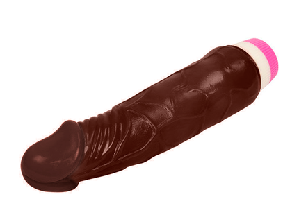 Dunkelbrauner silikonvibrator baile wellen des vergnügens 19,5 cm mit pink-weißem kappenende