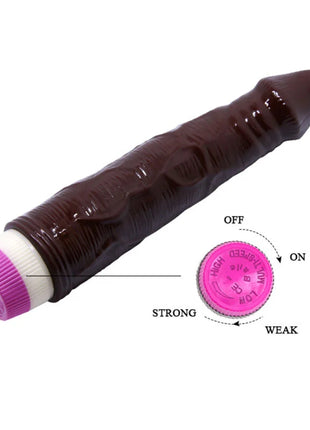 Brauner silikon vibrator biene wellen des vergnügens 23 cm mit lila weißen kapsel und einstellbarem leistungsregler