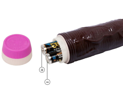 Brauner silikonvibrator von Baile wellen des vergnügens 23 cm mit rosa weißem deckel und zwei aa batterien