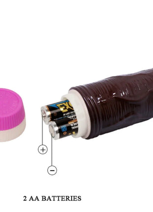 Brauner silikonvibrator von Baile wellen des vergnügens 23 cm mit rosa weißem deckel und zwei aa batterien