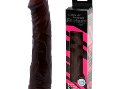 Brauner glänzender silikon vibrator mit weiß-lila basis 23 cm von baile wellen des vergnügens