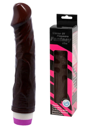 Brauner glänzender silikon vibrator mit weiß-lila basis 23 cm von baile wellen des vergnügens