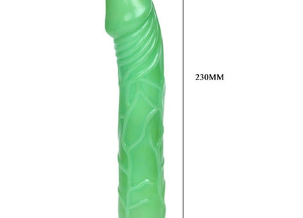 Grüner baile wellen des vergnügens vibrator aus silikon mit struktur und lila basis, 23 cm lang