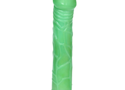 Grüner baile wellen des vergnügens vibrator aus silikon mit gerillter struktur und lila basis 23 cm lang