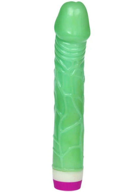 Grüner baile wellen des vergnügens vibrator aus silikon mit gerillter struktur und lila basis 23 cm lang
