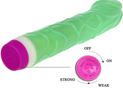 Grüner 23 cm baile wellen des vergnügens vibrator aus silikon mit pinker bedienkappe und mehrfachen vibrationseinstellungen