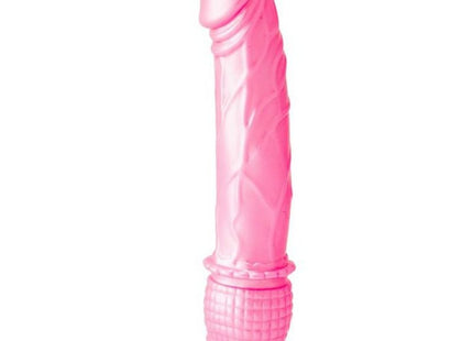Baile wellen des vergnügens vibrator 23 cm rosa aus silikon mit strukturierten rillen und lila basis