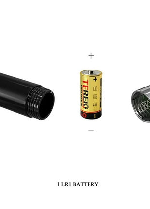Baile zauberer zauberstabstimulator mit vibration schwarzer zylinder förmiger metallkörper mit gold schwarzer terek lr1 batterie und silberner federkappe