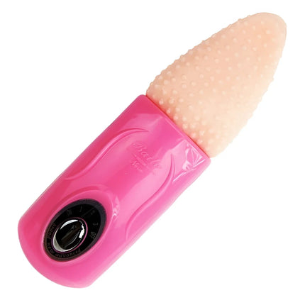 Baile zungenmassager 3v pinker silikonmassagegerät mit strukturierter pfirsichfarbener spitze und glänzendem finish