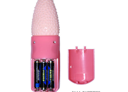 Rosa silikon-texturierter baile zungenmassager 3v vibrator mit rosa plastikbasis für drei aaa batterien