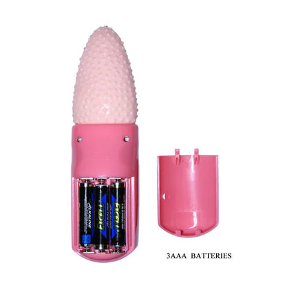 Rosa silikon-texturierter baile zungenmassager 3v vibrator mit rosa plastikbasis für drei aaa batterien