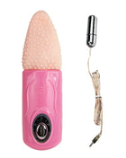Baile zungenmassager 3v rosa silikonvibrator mit strukturierter pfirsichfarbener spitze und silbernem batteriefach