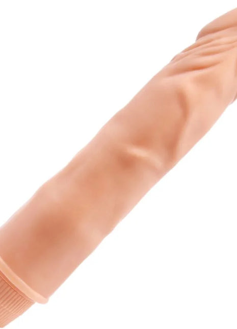 Peachfarbener realistischer silikon vibrator von baile mit 21 cm länge, strukturierten rillen und geripptem fuß
