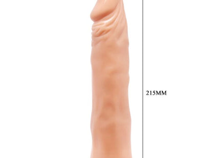 Peachfarbener 215mm langer silikon dildo mit strukturierter schäfte und geriffelter basis von baile zwerg realistischer vibrator 21 cm fleisch