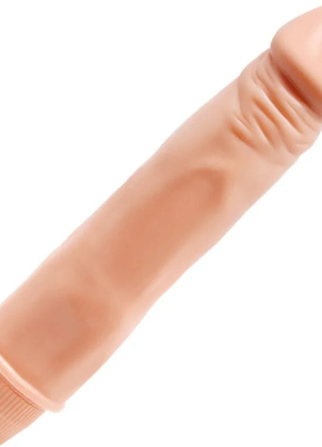 Peachfarbener silikon dildo mit texturierten rillen und geripptem sockel baile zwerg realistischer vibrator 21 cm fleisch