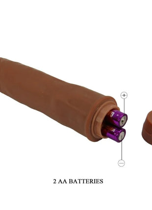 Baile zwerg realistischer vibrator 21 cm mulatte in braun mit silikonoberfläche und sichtbar geöffnetem batteriefach