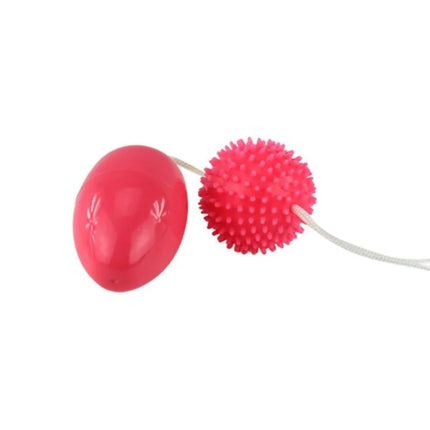 Ein lebhaftes pinkfarbenes zweiteiliges massageballset mit glattem oval und stacheliger kugel von baile