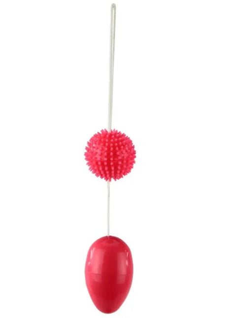 Baile zwillinge kombinierte analbälle mit rotem stacheligen ball und glattem ovalem vibrator an weißer schnur