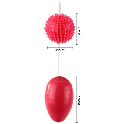 Rote silikon eiförmige vibrator mit stacheligem rotem kugelaufsatz und weißem kabel für analgebrauch von BAILE