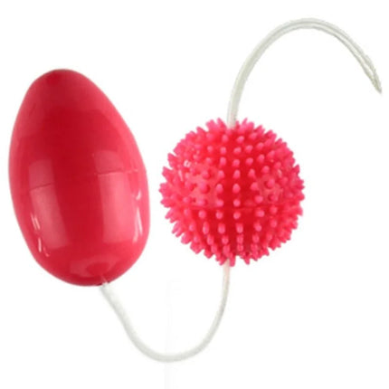 Vibrierendes eiförmiges toy baile zwillinge kombinierte analbälle mit rotem glänzendem gehäuse und rosa stacheliger kugel