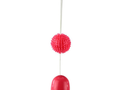 Baile zwillinge kombinierte analbälle mit rotem stacheligen ball und glattem ovalem vibrator an weißer schnur