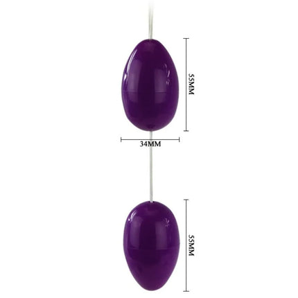 Lila glänzende ovale analvibratoren aus silikon von baile verbunden durch eine dünne weiße schnur