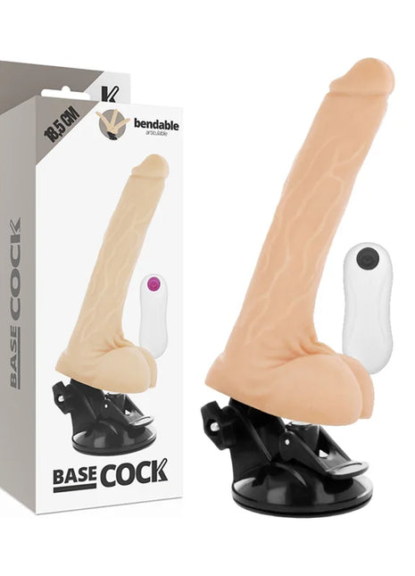 BASECOCK - ARTIKULIERBARER VIBRATOR NATÜRLICH FERNBEDIENUNG 18.5 CM -O- 4 CM - NATURAL
