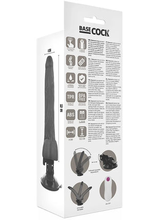 BASECOCK - ARTIKULIERBARER VIBRATOR NATÜRLICH FERNBEDIENUNG 18.5 CM -O- 4 CM - NEGRO