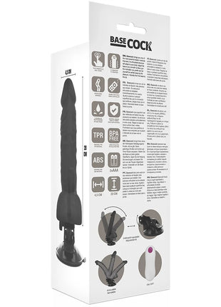 BASECOCK - ARTIKULIERBARER VIBRATOR NATÜRLICH FERNBEDIENUNG 20 CM -O- 4.5 CM - NEGRO