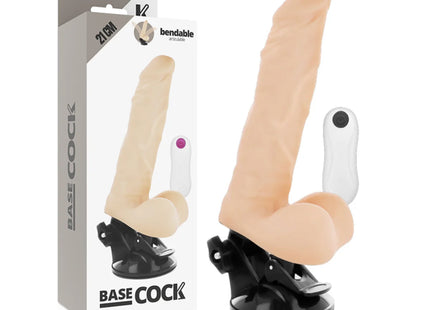 BASECOCK - ARTIKULIERBARER VIBRATOR NATÜRLICH MIT FERNBEDIENUNG 21 CM -O- 5 CM - NATURAL