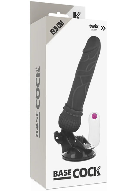 BASECOCK - REALISTISCHER NATÜRLICHER FERNBEDIENUNGSVIBRATOR 19.5 CM -O- 4 CM - NEGRO