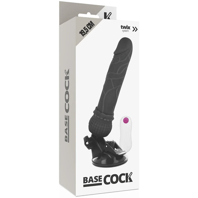 BASECOCK - REALISTISCHER NATÜRLICHER FERNBEDIENUNGSVIBRATOR 19.5 CM -O- 4 CM - NEGRO