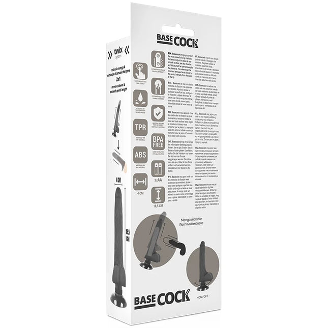BASECOCK - REALISTISCHER VIBRATOR 2-1 NATÜRLICH 18.5 CM -O- 4 CM - NEGRO
