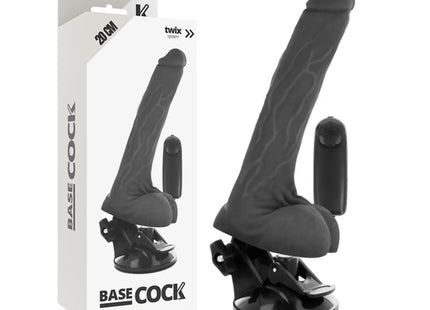 BASECOCK - REALISTISCHER VIBRATOR MIT FERNBEDIENUNG MIT HODEN 20 CM -O- 4 CM - NEGRO