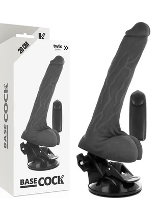 BASECOCK - REALISTISCHER VIBRATOR MIT FERNBEDIENUNG MIT HODEN 20 CM -O- 4 CM - NEGRO