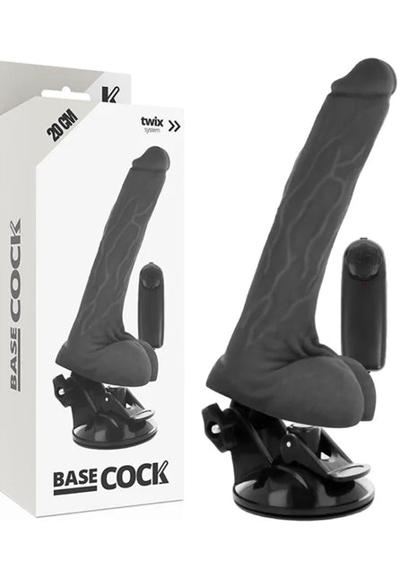 BASECOCK - REALISTISCHER VIBRATOR MIT FERNBEDIENUNG MIT HODEN 20 CM -O- 4 CM - NEGRO