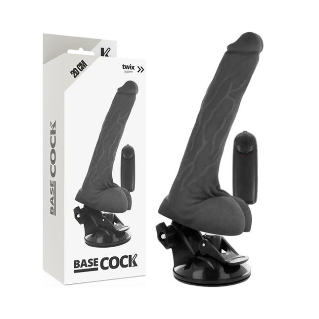 BASECOCK - REALISTISCHER VIBRATOR MIT FERNBEDIENUNG MIT HODEN 20 CM -O- 4 CM - NEGRO