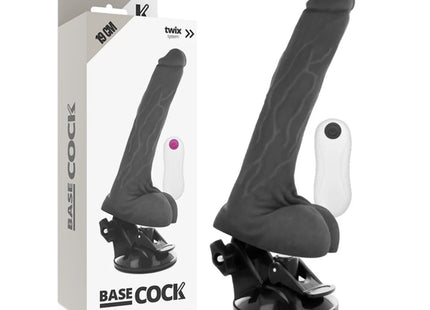 BASECOCK - REALISTISCHER VIBRATOR MIT FERNBEDIENUNG NATÜRLICH 19 CM -O- 4 CM - NEGRO