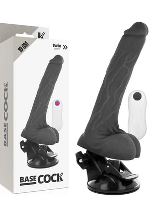 BASECOCK - REALISTISCHER VIBRATOR MIT FERNBEDIENUNG NATÜRLICH 19 CM -O- 4 CM - NEGRO