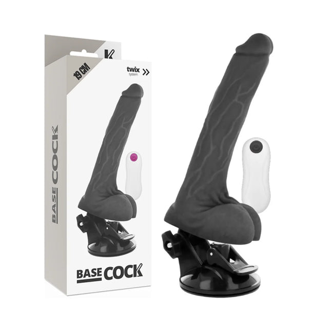 BASECOCK - REALISTISCHER VIBRATOR MIT FERNBEDIENUNG NATÜRLICH 19 CM -O- 4 CM - NEGRO