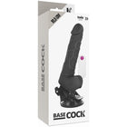BASECOCK - REALISTISCHER VIBRATOR MIT FERNBEDIENUNG NATÜRLICH MIT HODEN 19.5 CM -O- 4 CM - NEGRO